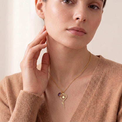 February Violet Birth Flower Necklace | 925 Sterling Silver for Women | Botanical Floral Birthstone Style | Birthday Gift for Her