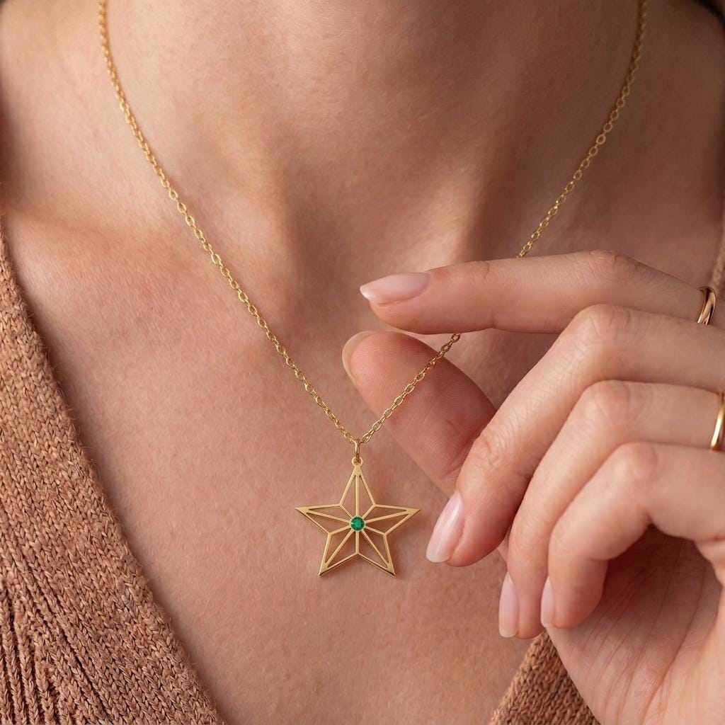Origami North Star Necklace | 925 Sterling Silver Unisex | Minimalist Celestial Style | Meaningful Gift for Guidance and Hope