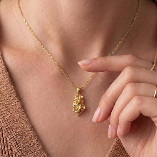 Larkspur Flower Necklace | 925 Sterling Silver Women | Botanical Birth Flower Style | July Birthday Gift
