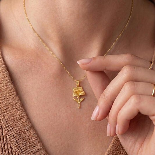 Bougainvillea Flower Pendant Necklace | 925 Sterling Silver Jewelry | Tropical Floral Birth Flower | Birthday and Mothers Day Gift