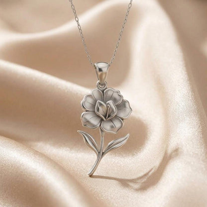 Gloxinia Flower Pendant Necklace | 925 Sterling Silver Jewelry | Romantic Floral Birth Flower | Birthday and Anniversary Gift