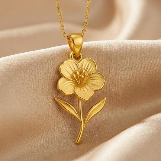 Front view of Wallflower Pendant Necklace | 925 Sterling Silver Jewelry | Floral Birth Flower Style | Meaningful Gift for Her in 925 sterling silver