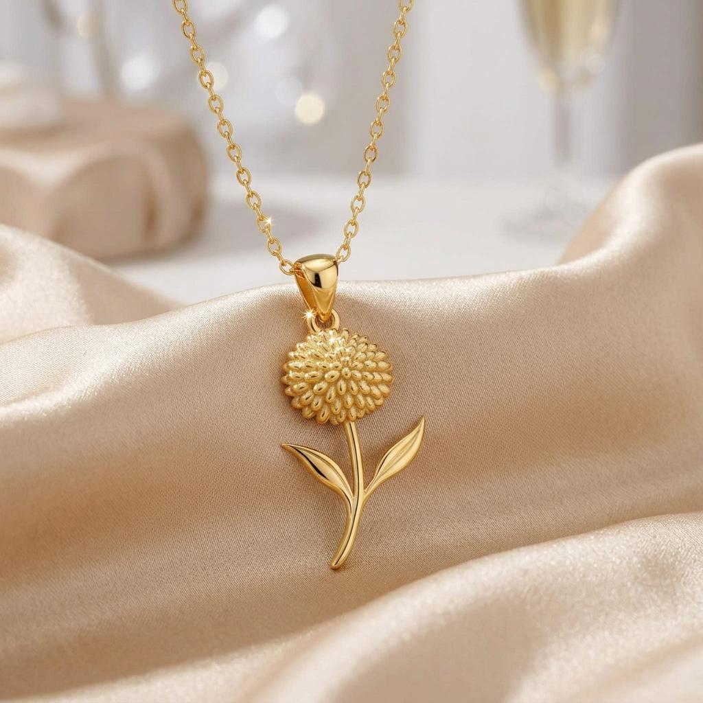 Allium Flower Pendant Necklace | 925 Sterling Silver Women Jewelry | Floral Birth Flower | Meaningful Nature Gift
