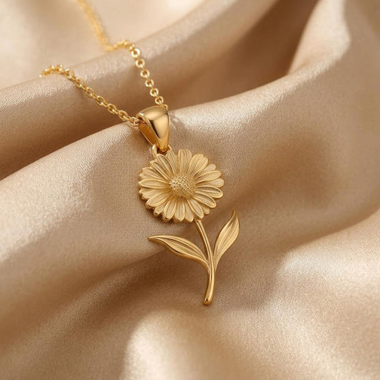 Handmade Calendula Flower Pendant Necklace | 925 Sterling Silver Jewelry | Floral Nature Inspired | October Birth Flower Gift