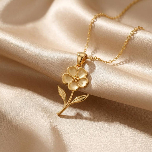 Front view of Waxflower Pendant Necklace | 925 Sterling Silver Women Jewelry | Minimalist Floral Design | Meaningful Gift for Her in 925 sterling silver