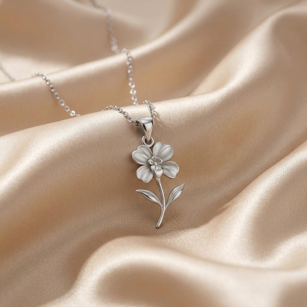 Impatiens Flower Pendant Necklace | 925 Sterling Silver Women Jewelry | August Birth Flower Design | Meaningful Gift for Her