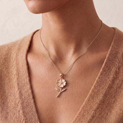 Primrose Flower Pendant Necklace | 925 Sterling Silver | Botanical Floral Jewelry | February Birth Flower Gift