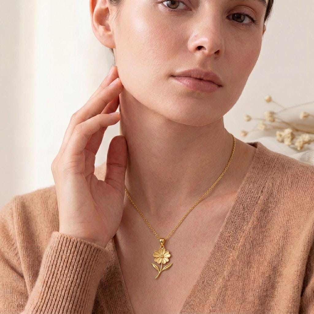 Verbena Flower Pendant Necklace | 925 Sterling Silver | Botanical Floral Jewelry | July Birth Flower Gift