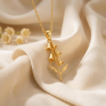 Foxglove Flower Pendant Necklace | 925 Sterling Silver | Botanical Floral Design | July Birth Flower Gift