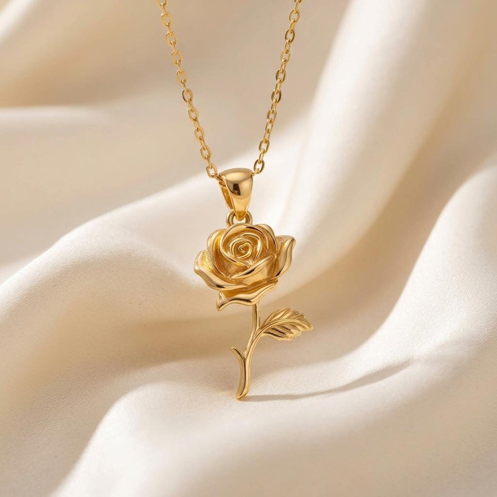 Rose Flower Pendant Necklace | 925 Sterling Silver | Romantic Floral Jewelry | Meaningful Gift of Love
