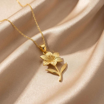 Amaryllis Flower Pendant Necklace | 925 Sterling Silver Jewelry | Botanical Floral Elegance | Meaningful Gift for Strength and Confidence