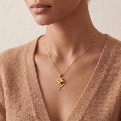 Lily Flower Pendant Necklace | 925 Sterling Silver | Botanical Floral Symbolism | Meaningful Nature Gift