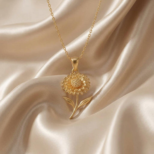 Chrysanthemum Flower Pendant Necklace | 18K Gold Plated 925 Silver Jewelry | Botanical Floral Design | November Birth Flower Gift