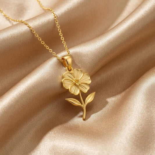 Geranium Flower Pendant Necklace | 18K Gold Plated 925 Silver Jewelry | Botanical Floral Design | May Birth Flower Gift