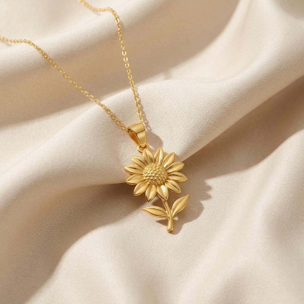 Sunflower Pendant Necklace | 925 Sterling Silver Jewelry | Botanical Floral Symbol | Meaningful Gift for Her