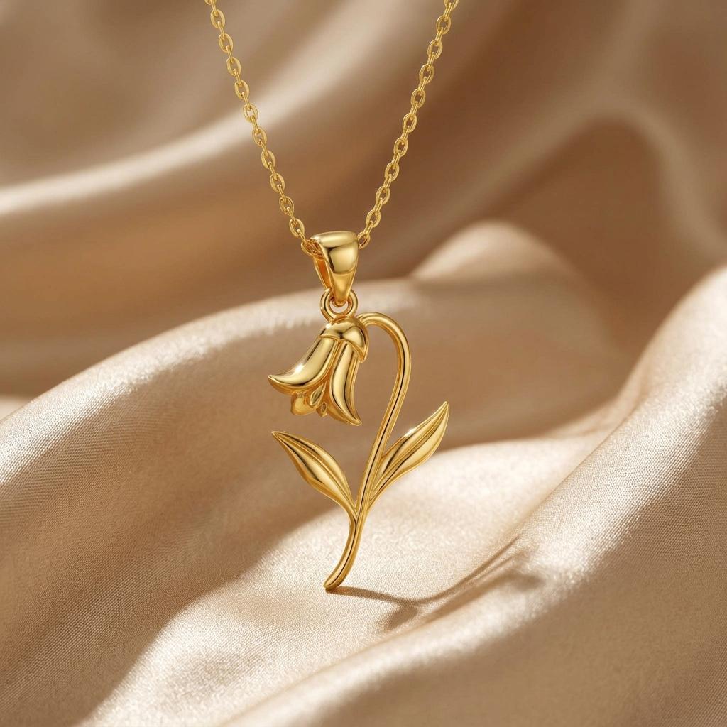Bluebell Flower Necklace | 18K Gold Plated 925 Sterling Silver | Botanical April Birth Flower | Meaningful Gift of Gratitude