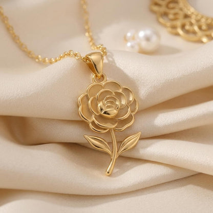 Camellia Flower Necklace | 925 Sterling Silver | Botanical Floral Design | Meaningful Floral Gift