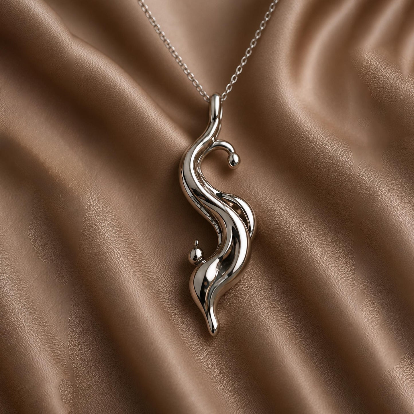 Tidal Drop Pendant Necklace | 925 Sterling Silver | Fluid Organic Design | Thoughtful Gift