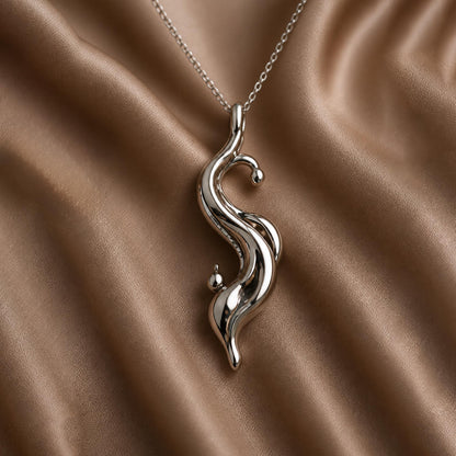 Tidal Drop Pendant Necklace | 925 Sterling Silver | Fluid Organic Design | Thoughtful Gift