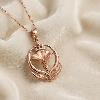 Queen Moonflower Pendant | 925 Sterling Silver | Enchanted Floral Design | Symbolic Empowerment Gift