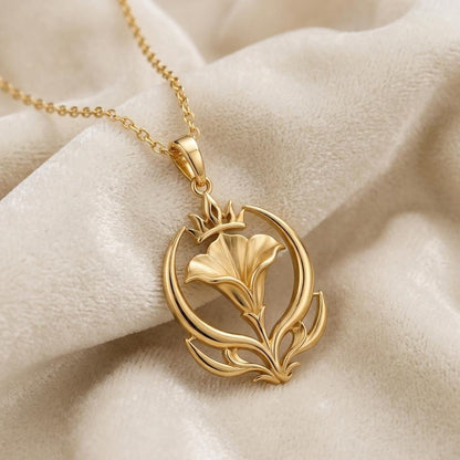 Queen Moonflower Pendant | 925 Sterling Silver | Enchanted Floral Design | Symbolic Empowerment Gift