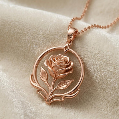 Sacred Rose Halo Necklace | 925 Sterling Silver | Elegant Rose Motif | Symbol of Love & Beauty