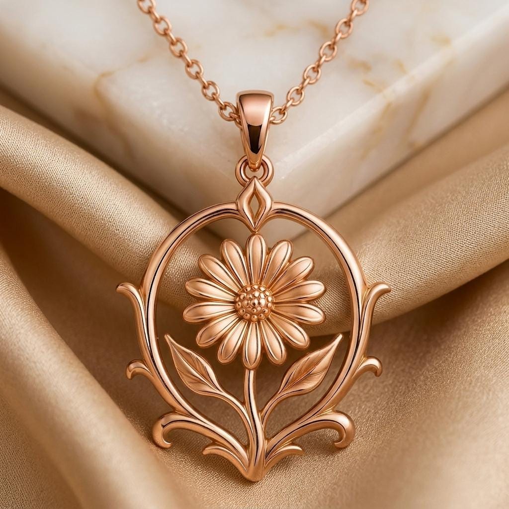 Eternal Daisy Crest Pendant | 925 Sterling Silver | Delicate Botanical Style | Meaningful Celebration Gift