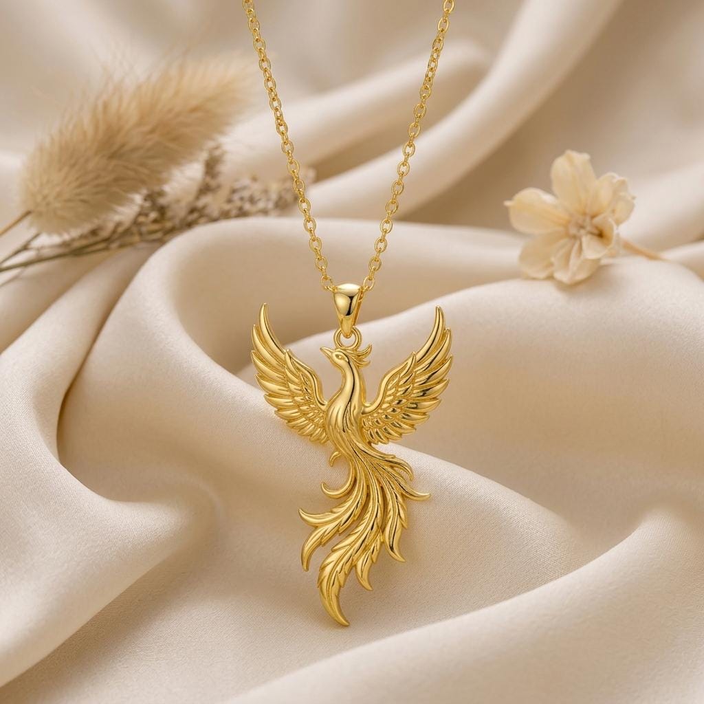 Plated Phoenix Necklace | 925 Sterling Silver Plated | Mythical Creature Theme | Empowerment & Renewal Gift