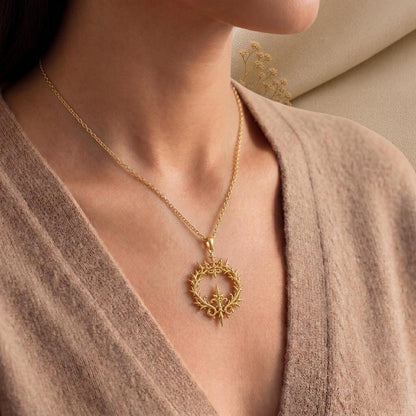 Majestic Thorn Crown Necklace | Gold Plated Sterling Silver | Regal Gothic Fantasy Jewelry | Empowerment Statement Gift