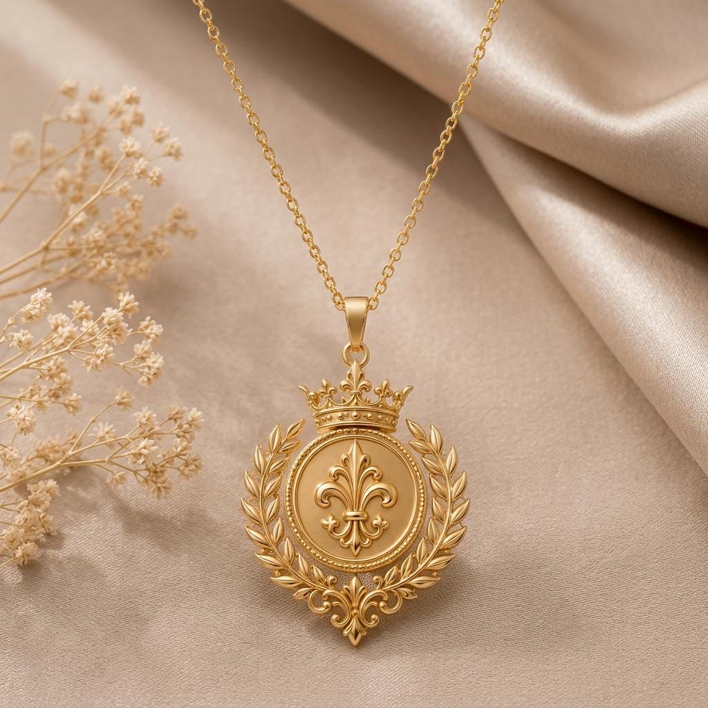 Royal Laurel Sigil Pendant | 925 Sterling Silver | Regal Emblematic Design | Meaningful Heritage Gift