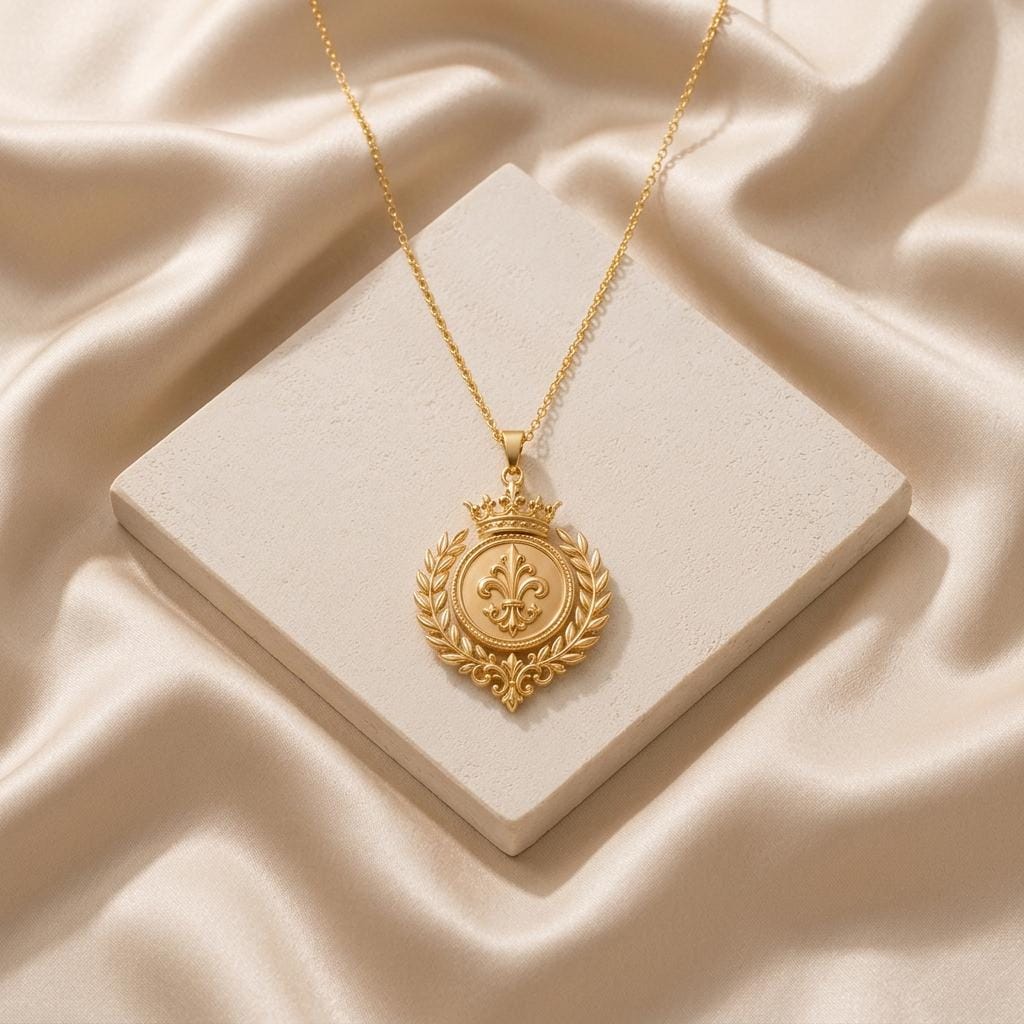Royal Laurel Sigil Pendant | 925 Sterling Silver | Regal Emblematic Design | Meaningful Heritage Gift