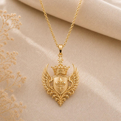 Queen Seraph Crest Pendant | 925 Sterling Silver | Royal Angelic Crest | Empowerment Gift