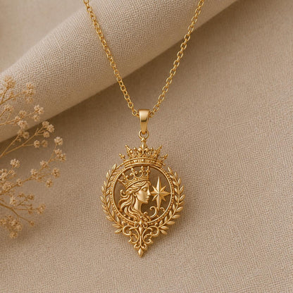 Celestial Queen Emblem Pendant | 925 Sterling Silver | Regal Celestial Design | Empowerment Gift
