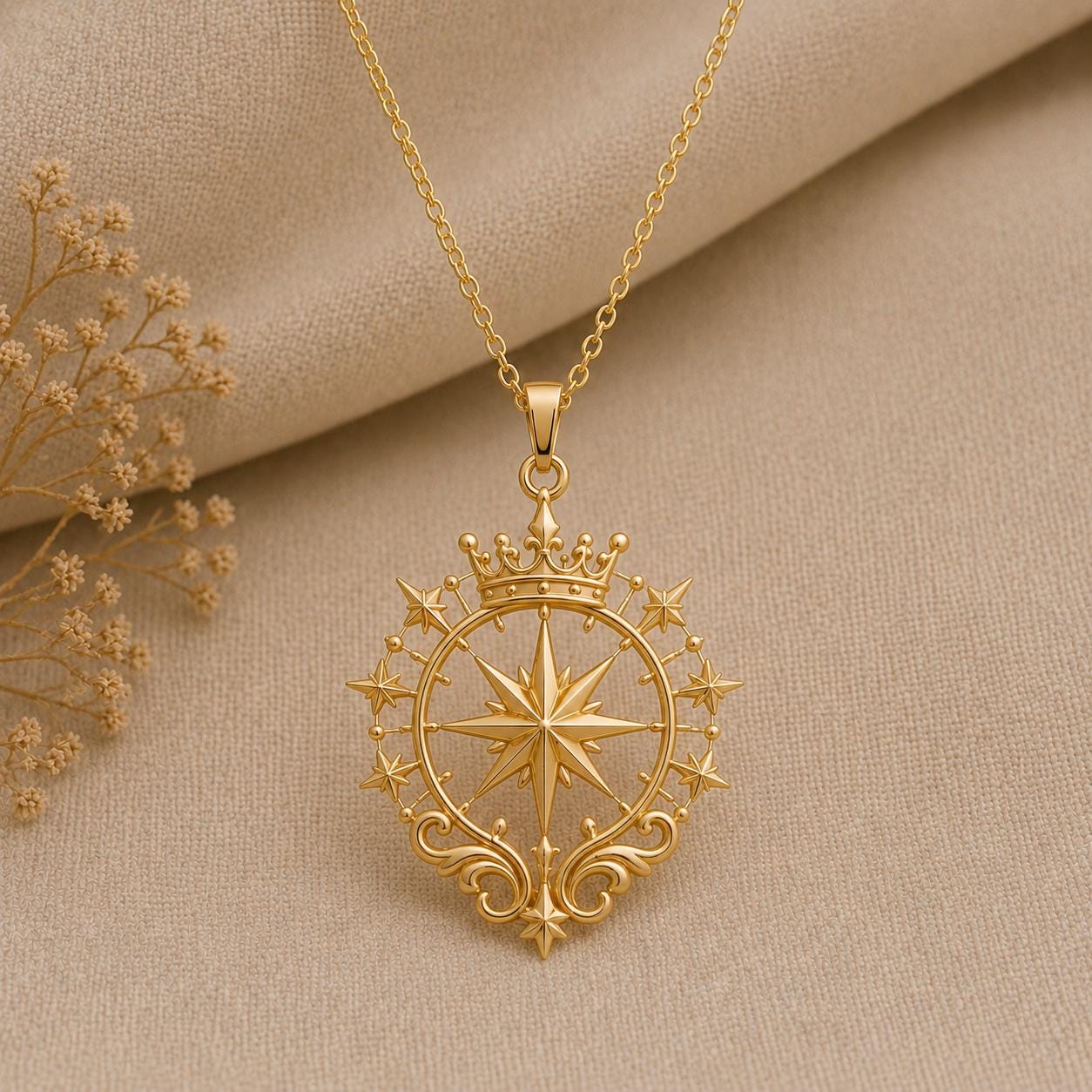 Queen Star Halo Pendant | 925 Sterling Silver | Celestial Royal Compass | Empowerment Guidance Gift