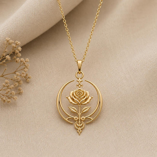 Eternal Rose Sigil Necklace | 925 Sterling Silver Necklace | Mystical Rose & Celestial | Romantic Anniversary Gift