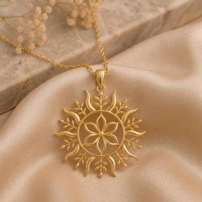 Solstice Bloom Pendant | 925 Sterling Silver | Nature Inspired Sunburst | Meaningful Celebration Gift