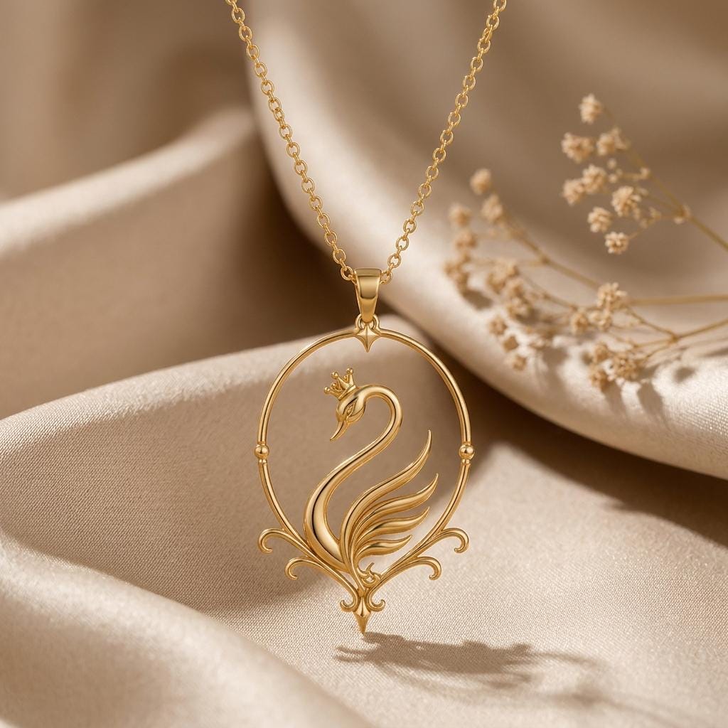 Swan Aura Pendant | 925 Sterling Silver | Elegant Royal Swan Necklace | Meaningful Gift for Her