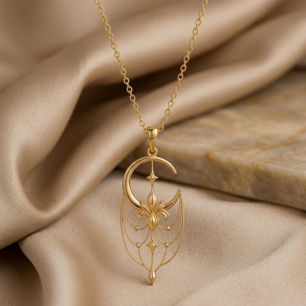 Empress Moonveil Necklace | 925 Sterling Silver Necklace | Ethereal Celestial Design | Elegant Gift for Her