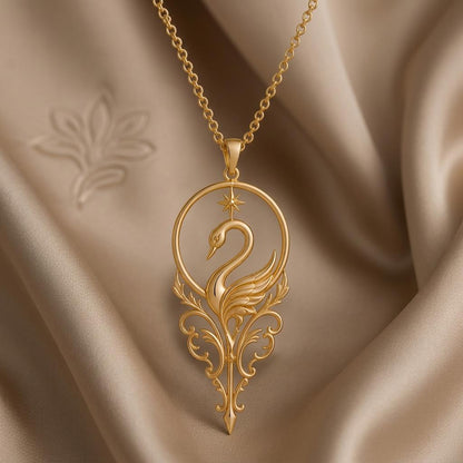 Celestial Swan Halo Pendant | 925 Sterling Silver | Elegant Celestial Design | Meaningful Gift for Her
