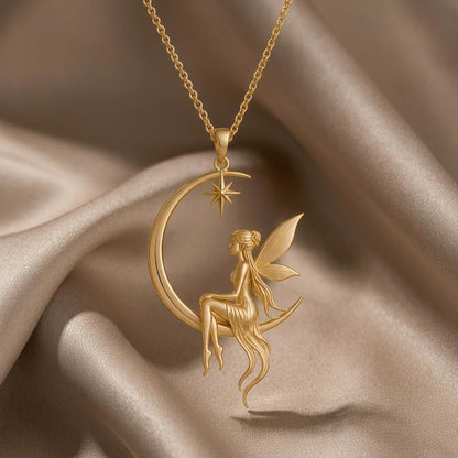 Moonveil Fairy Pendant | 925 Sterling Silver for Women | Celestial Fairy Fantasy Theme | Enchanting Birthday Gift