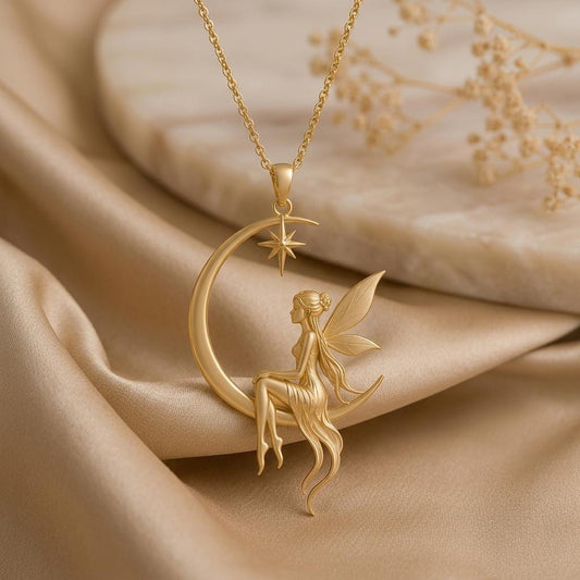 Moonveil Fairy Pendant | 925 Sterling Silver for Women | Celestial Fairy Fantasy Theme | Enchanting Birthday Gift