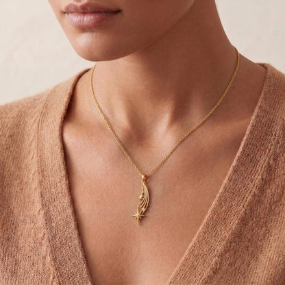 Falling Star Pendant | 925 Sterling Silver | Celestial Whimsical Charm | Wish & Inspiration Gift