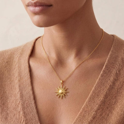 Sun Ray Pendant | 925 Sterling Silver | Celestial Boho Style | Symbolic Gift for Her