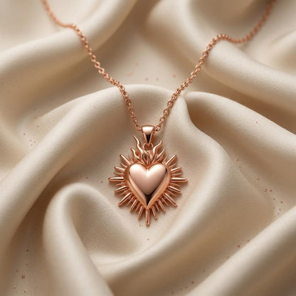 Sacred Heart pendant necklace | 925 Sterling Silver | Spiritual Symbolic Design | Meaningful Keepsake Gift