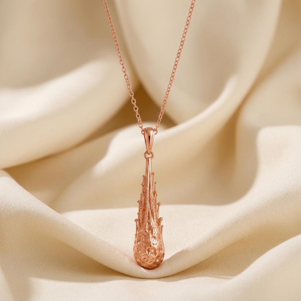 Gold Meteor Core Necklace | Gold Plated 925 Silver | Cosmic Abstract Design | Unique Statement Gift