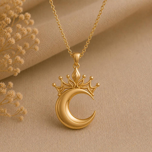 Lunar Queen Pendant | 925 Sterling Silver | Celestial Crown Moon | Empowerment Gift for Her