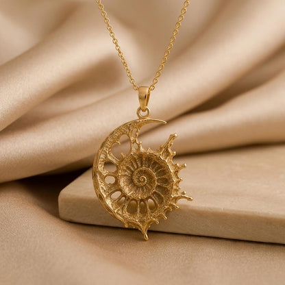 Celestial Fossil Pendant | Sterling Silver | Mystical Nature Design | Meaningful Gift