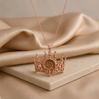 Fossil Crown Necklace | 925 Sterling Silver | Ancient Crown Design | Empowerment Gift