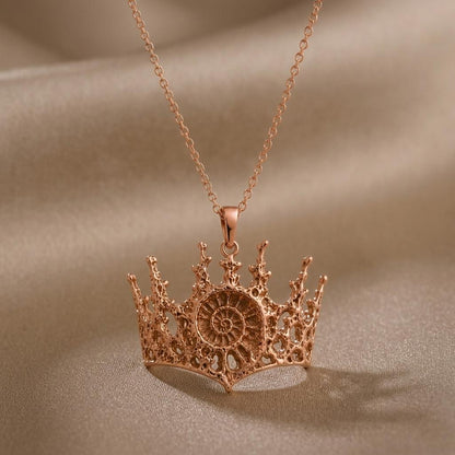 Fossil Crown Necklace | 925 Sterling Silver | Ancient Crown Design | Empowerment Gift