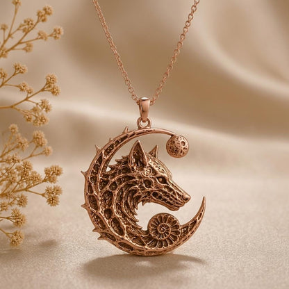Lunar Wolf Relic pendant | 925 Sterling Silver | Mystical Nature Inspired | Symbol of Strength Gift